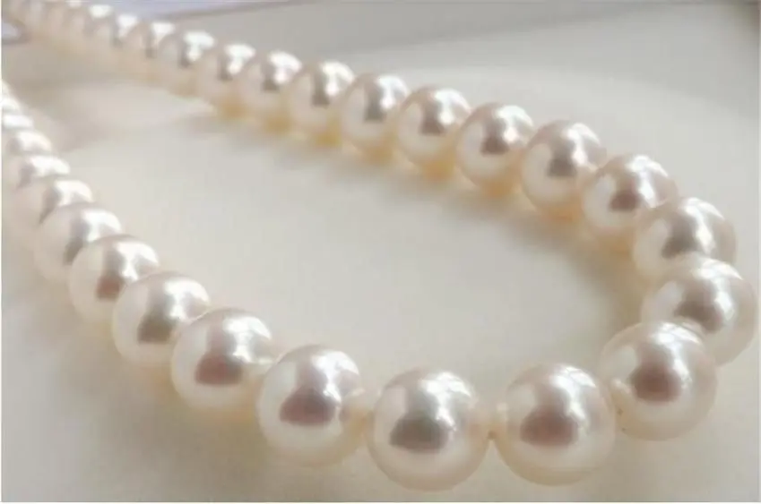 

FREE SHIPPING HUGE AAA 10-11MM PERFECT ROUND SOUTH SEA GENUINE WHITE PEARL NECKLACE 18" 14KGP SF