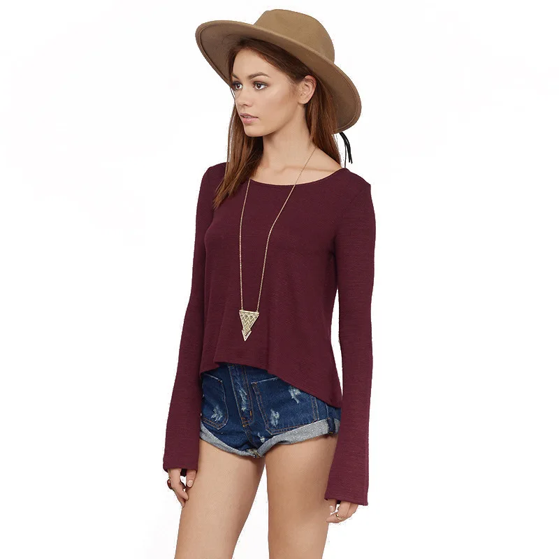 Summer Women T-shirt O-Neck Long Sleeve Girl Sweatshirt Tops Female Blusas Frenulum Backless Shirt Casual Cotton Blend Shirt
Summer Women T-shirt O-Neck Long Sleeve Girl Sweatshirt Tops Female Blusas Frenulum Backless Shirt Casual Cotton Blend Shirt