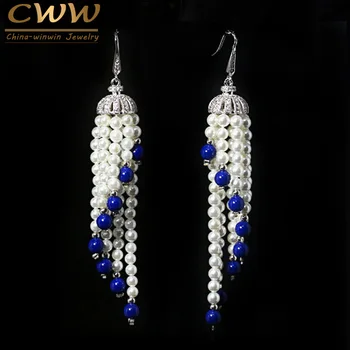 CWWZircons Dangling Tassel Shape Zircon Stone Pave Long Chandelier Drop Pearl Earrings Jewelry for Women Wedding Party CZ194
CWWZircons Dangling Tassel Shape Zircon Stone Pave Long Chandelier Drop Pearl Earrings Jewelry for Women Wedding Party CZ194