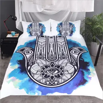 Fashion 3Pcs Hamsa Hand Duvet Cover With Pillowcase white with Dark Blue Bedding Set Vintage Soft Microfiber Quilt Cover Set
Fashion 3Pcs Hamsa Hand Duvet Cover With Pillowcase white with Dark Blue Bedding Set Vintage Soft Microfiber Quilt Cover Set