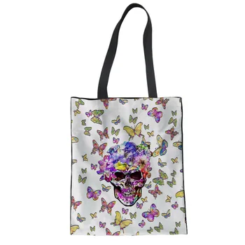THIKIN Women Canvas Tote Bags Coloured Skull Butterfly Printing Shopping Bags Reusable Female Cotton Shoulder Tote Bags Summer
THIKIN Women Canvas Tote Bags Coloured Skull Butterfly Printing Shopping Bags Reusable Female Cotton Shoulder Tote Bags Summer