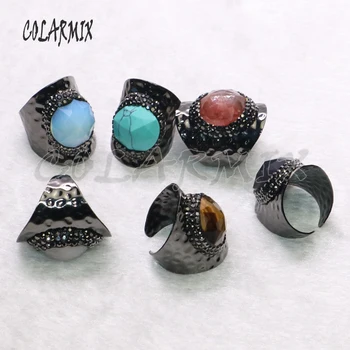 8Pcs Ferroalloy black color Ring pave mix color stone Handcrafed adjustable size Ring Gems jewelry for women 1718
8Pcs Ferroalloy black color Ring pave mix color stone Handcrafed adjustable size Ring Gems jewelry for women 1718