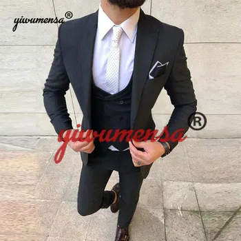 High Quality Men's Suit For Wedding Formal Dress Custom Made Black Blazer Slim Fit Suits Men Trajes De Hombre Groom Suit 2019
High Quality Men's Suit For Wedding Formal Dress Custom Made Black Blazer Slim Fit Suits Men Trajes De Hombre Groom Suit 2019