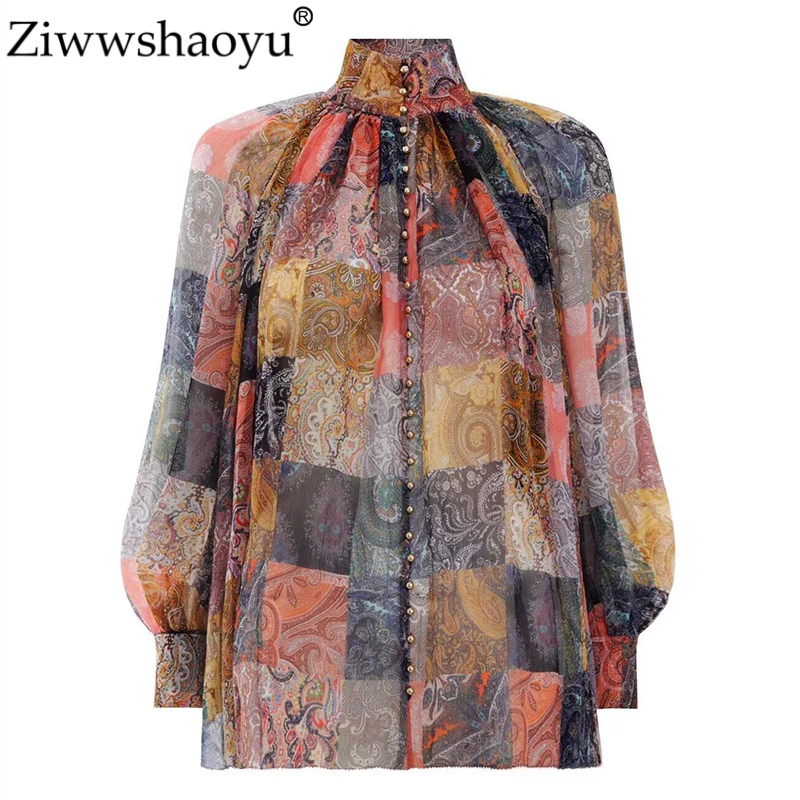 Ziwwshaoyu Beach Vacation shirt Stand Print Puff Sleeve Button Elegant Party Chiffon shirts Spring and summer new women's
Ziwwshaoyu Beach Vacation shirt Stand Print Puff Sleeve Button Elegant Party Chiffon shirts Spring and summer new women's
