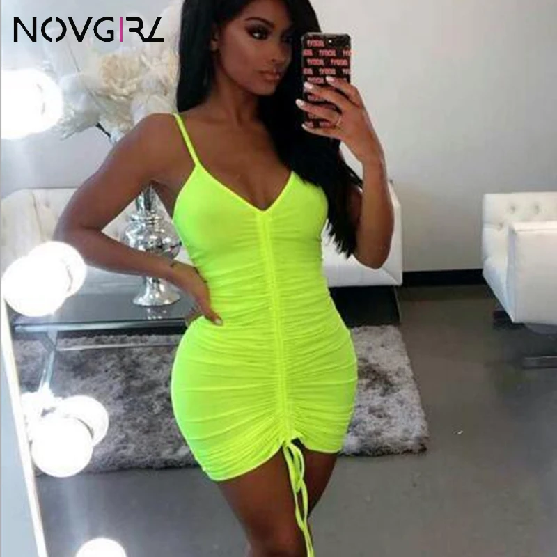 Novgirl Neon Yellow Sexy Club Party Dress Women 2019 Summer V Neck Drawstring Ruched Bodycon Short Dress Celebrity Vestidos
Novgirl Neon Yellow Sexy Club Party Dress Women 2019 Summer V Neck Drawstring Ruched Bodycon Short Dress Celebrity Vestidos