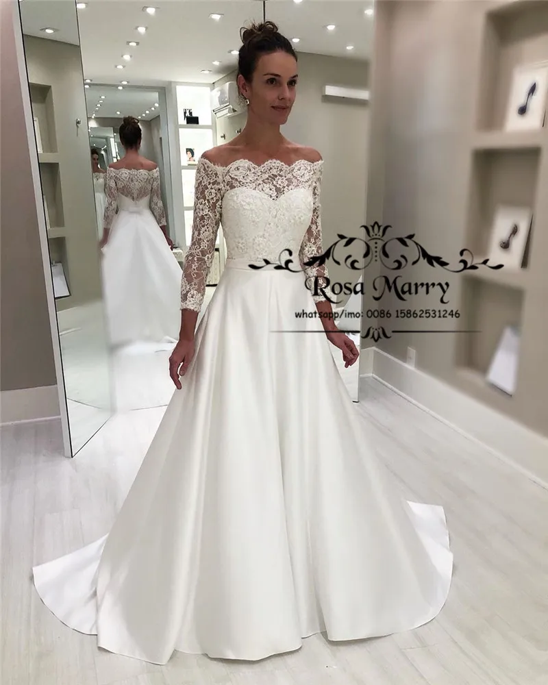 Elegant Off Shoulder Plus Size Wedding Dresses 2020 A Line Long Sleeves Vintage Lace White Satin Vestido De Novia Bridal Gowns
Elegant Off Shoulder Plus Size Wedding Dresses 2020 A Line Long Sleeves Vintage Lace White Satin Vestido De Novia Bridal Gowns