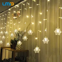 LMID Holiday Lighting 2M*0.6M 60LED Snowflake Home Xmas Decoration Christmas Lights Outdoor Waterproof Fairy Curtain String Lamp image