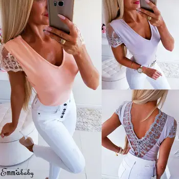 Women Lace Floral Patchwork Sheer Bodycon Backless Lady Mesh Short Sleeve V-Neck Tops Blouse Plus Size
Women Lace Floral Patchwork Sheer Bodycon Backless Lady Mesh Short Sleeve V-Neck Tops Blouse Plus Size
