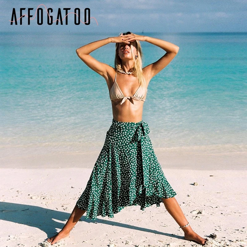 Affogatoo Casual Boho floral sashes wrap summer skirts Women Elegant ruffle high waist skirts female Beach holiday skirt ladies
Affogatoo Casual Boho floral sashes wrap summer skirts Women Elegant ruffle high waist skirts female Beach holiday skirt ladies