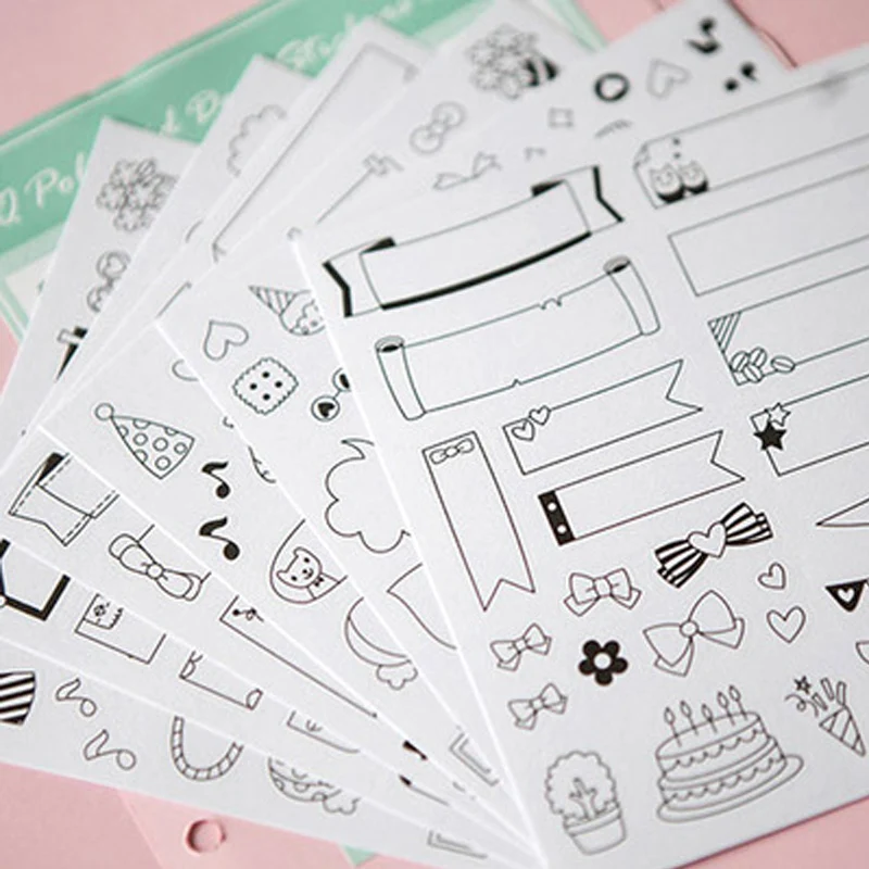 6 sheets/lot calendar paper sticker DIY scrapbooki...