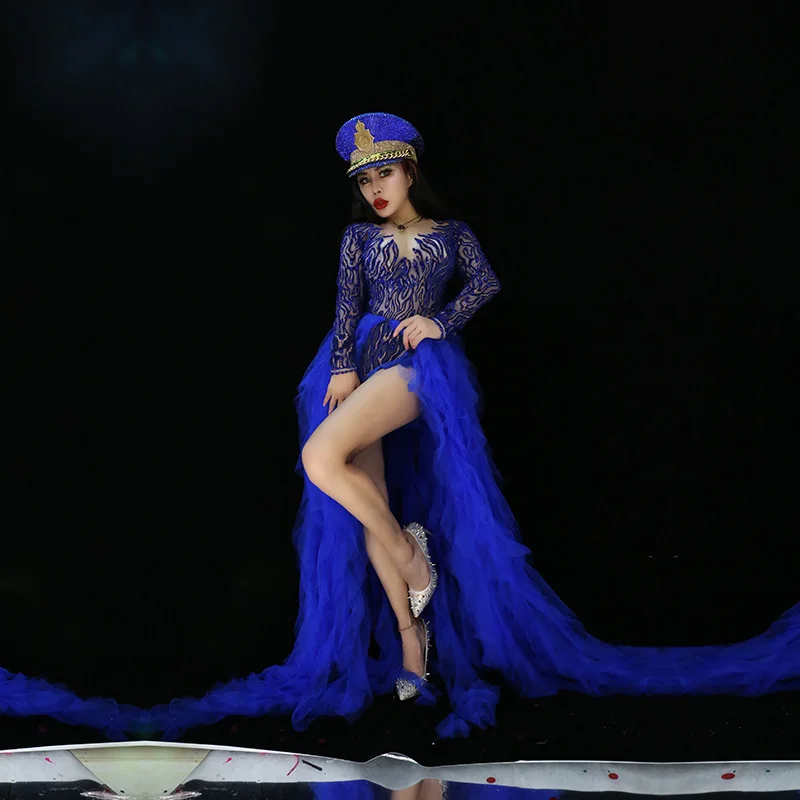 Summer Women New Bar Party Female DJ Singer Royal Blue Sequins Mesh Tail Bodysuit Performance Stage Wear Dancer Show Dance Wear
Summer Women New Bar Party Female DJ Singer Royal Blue Sequins Mesh Tail Bodysuit Performance Stage Wear Dancer Show Dance Wear