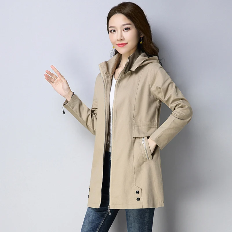 Spring Trench Coat Womens 2019 Autumn Casual loose Windbreaker Women solid Hooded Plus Size Middle-aged mother Clothing N848 
Spring Trench Coat Womens 2019 Autumn Casual loose Windbreaker Women solid Hooded Plus Size Middle-aged mother Clothing N848