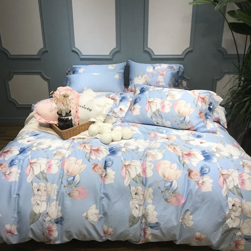 TUTUBIRD Luxury 100% Egyptian cotton bedding sets blue agnolia flower pastoral duvet cover satin bedclothes bohemian bedlinen
TUTUBIRD Luxury 100% Egyptian cotton bedding sets blue agnolia flower pastoral duvet cover satin bedclothes bohemian bedlinen