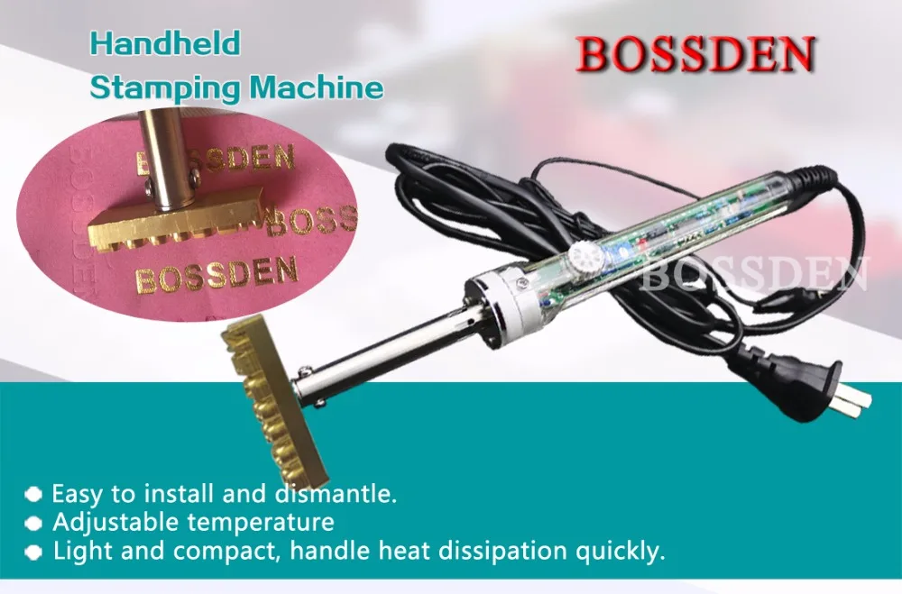 BOSSDEN 220V 60W Leather Heat Emboss Soldering Iron Bronzing Logo Printing Hot Stamping Machine Copper Stamper Die Cut Mold
BOSSDEN 220V 60W Leather Heat Emboss Soldering Iron Bronzing Logo Printing Hot Stamping Machine Copper Stamper Die Cut Mold