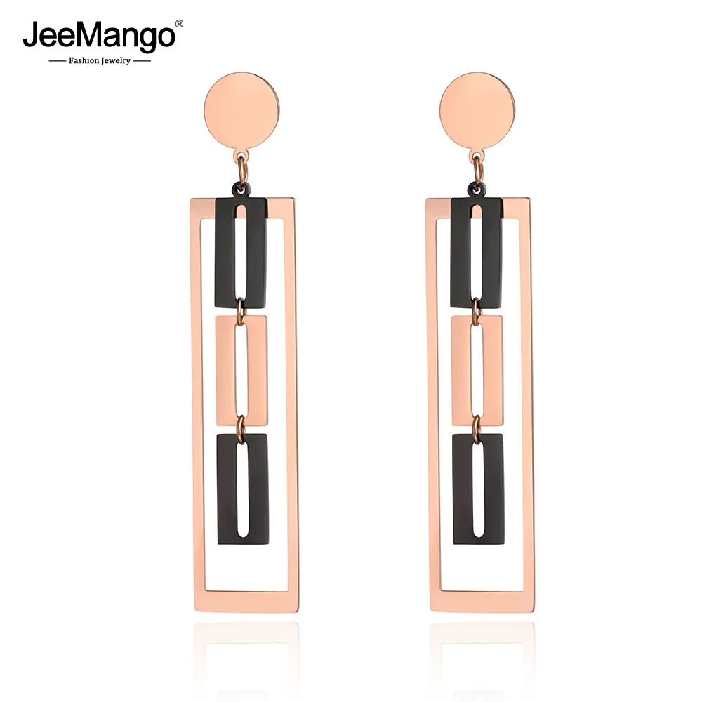 JeeMango Trendy Stainless Steel Black/Rose Gold Geometric Rectangular Stud Earrings Office Creative Jewelry For Women JE19084
JeeMango Trendy Stainless Steel Black/Rose Gold Geometric Rectangular Stud Earrings Office Creative Jewelry For Women JE19084