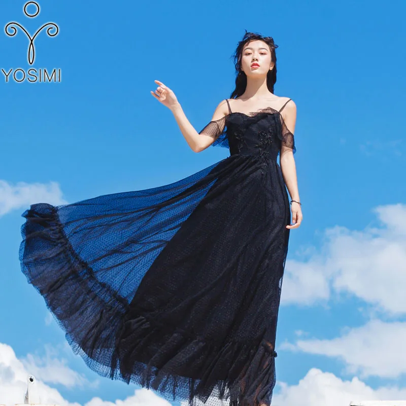 YOSIMI 2019 Summer Black Long Women Dress Elegant Mesh Evening Party Short Sleeve Off The Shoulder Maxi Dress Female Vestido
YOSIMI 2019 Summer Black Long Women Dress Elegant Mesh Evening Party Short Sleeve Off The Shoulder Maxi Dress Female Vestido
