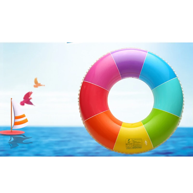 New Rainbow Inflatable Swimming Ring Swim Float Summer Beach Water Fun Pool Toys For Adults Children Kids 9