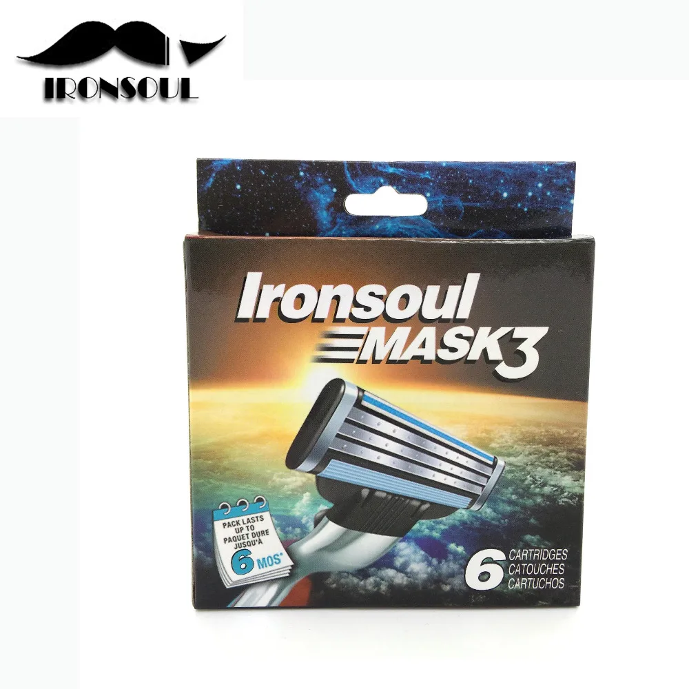 6 шт./лот Высокое Качество Ironsoul MASK3 мужской лицо Бритва Лезвия Бритвы Эпиляция