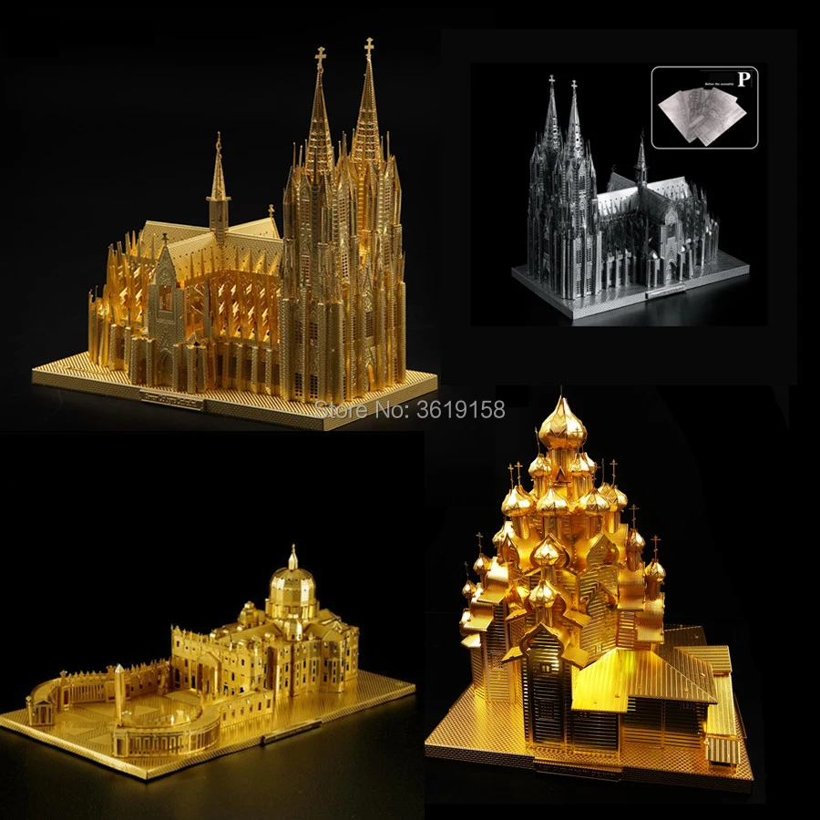 Metal 3D puzzle DIY assembly building models kit Russian Church,Cologne Cathedral,St. Peters Basilica,iron Laser Cut Jigsaw toys
Metal 3D puzzle DIY assembly building models kit Russian Church,Cologne Cathedral,St. Peters Basilica,iron Laser Cut Jigsaw toys