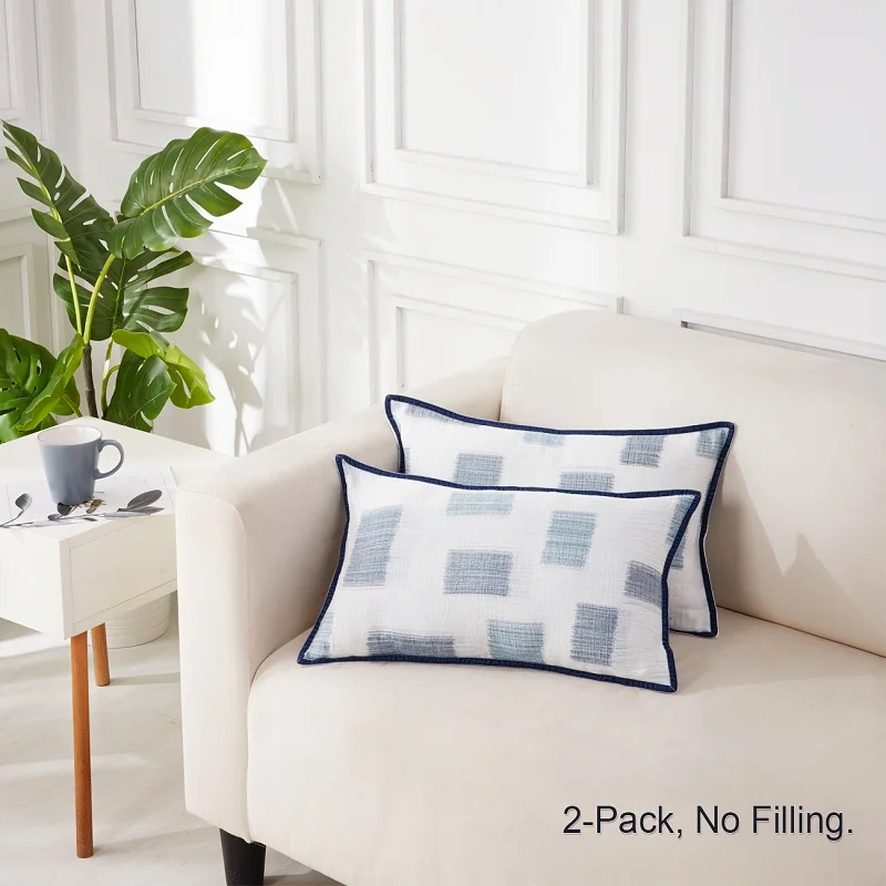 PHF Cotton Throw Pillow Cover 30*50 cm American style Yarn Dyed Muslin Pack of 2 No Filling Blue Green Purple Color
PHF Cotton Throw Pillow Cover 30*50 cm American style Yarn Dyed Muslin Pack of 2 No Filling Blue Green Purple Color