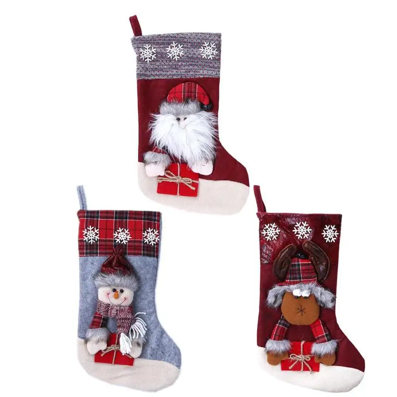 christmas stocking gift bag large santa claus sock pendant kids