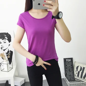 2018 spring summer O-neck women shirts T-shirts women tops & tees basic shirt women t shirt color purple
2018 spring summer O-neck women shirts T-shirts women tops & tees basic shirt women t shirt color purple