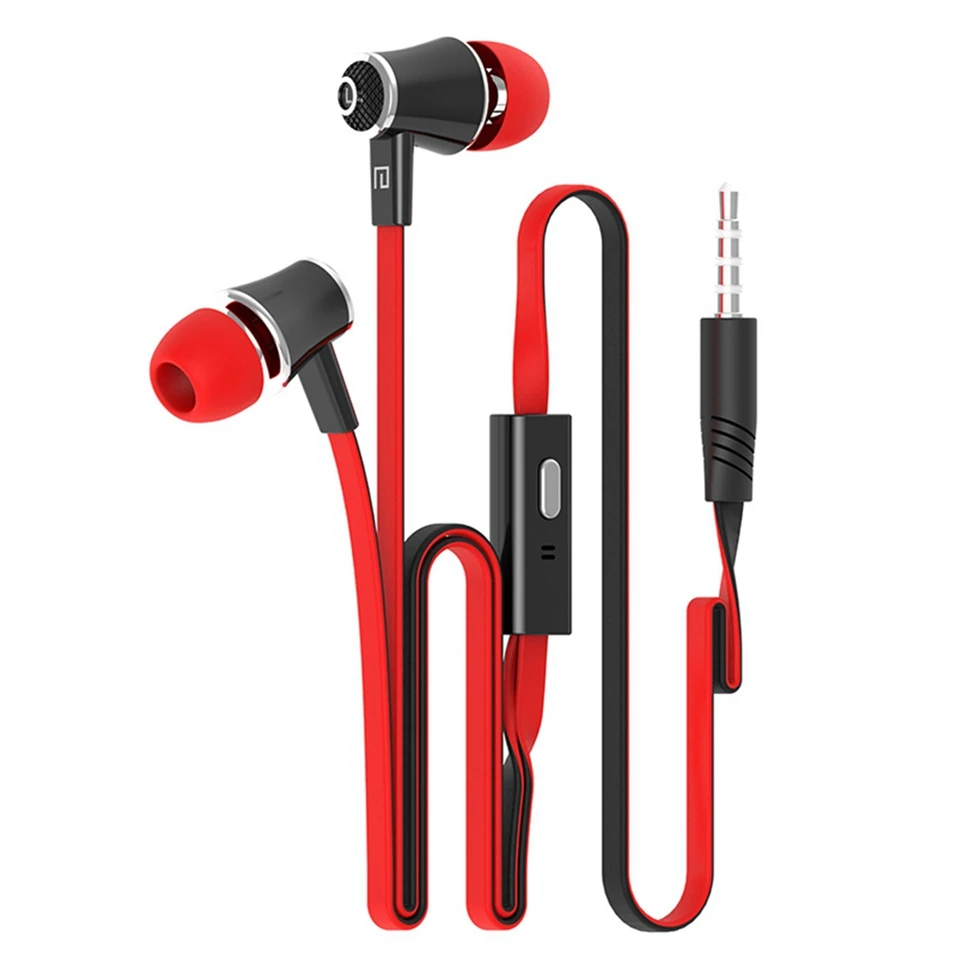 Icoque 3.5mm Flat Cord Earphone Hifi Music Wired In Ear Headphones with Mic for iPhone 5 6 Xiaomi Sony PC Stereo Bass Earphones (12)