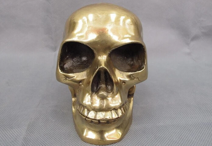 150624 S1778 Chinese Folk Copper Bronze Skeleton Devil's Skull death's-head head Statue
150624 S1778 Chinese Folk Copper Bronze Skeleton Devil's Skull death's-head head Statue