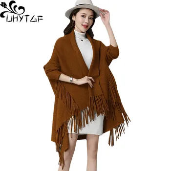 UHYTGF Plus size loose Knitted cape shawl autumn winter sweater coat Women 2019 Korean fashion tassel Cardigan sweater coat 1194
UHYTGF Plus size loose Knitted cape shawl autumn winter sweater coat Women 2019 Korean fashion tassel Cardigan sweater coat 1194