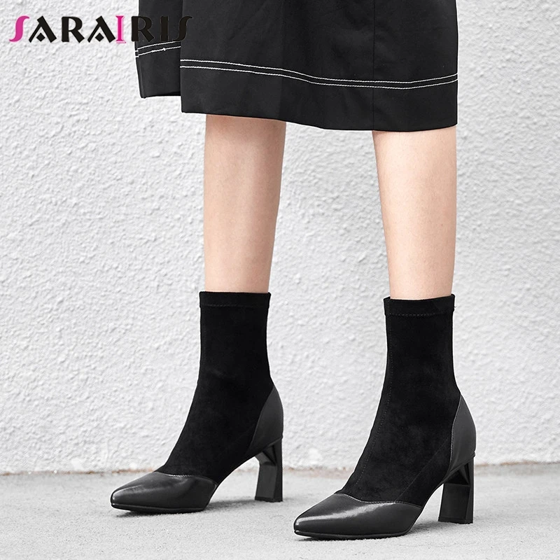 SARAIRIS New Big Size 33-40 Pointed Toe Genuine Leather High Heels Shoes Woman Casual Party Office Spring Autumn Ankle Boots
SARAIRIS New Big Size 33-40 Pointed Toe Genuine Leather High Heels Shoes Woman Casual Party Office Spring Autumn Ankle Boots