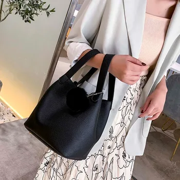 Fashion Solid Color Women's Handbag Female Leather Casual Single Shoulder Bag Ladies New Bucket Tote Large Capacity Plush Ball
Fashion Solid Color Women's Handbag Female Leather Casual Single Shoulder Bag Ladies New Bucket Tote Large Capacity Plush Ball