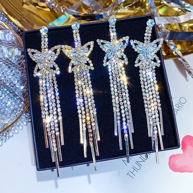 FYUAN Luxury Butterfly Zircon Crystal Drop Earrings for Women Long Tassel Rhinestone Dangle Earrings Party Fashion Jewelry Gifts
FYUAN Luxury Butterfly Zircon Crystal Drop Earrings for Women Long Tassel Rhinestone Dangle Earrings Party Fashion Jewelry Gifts
