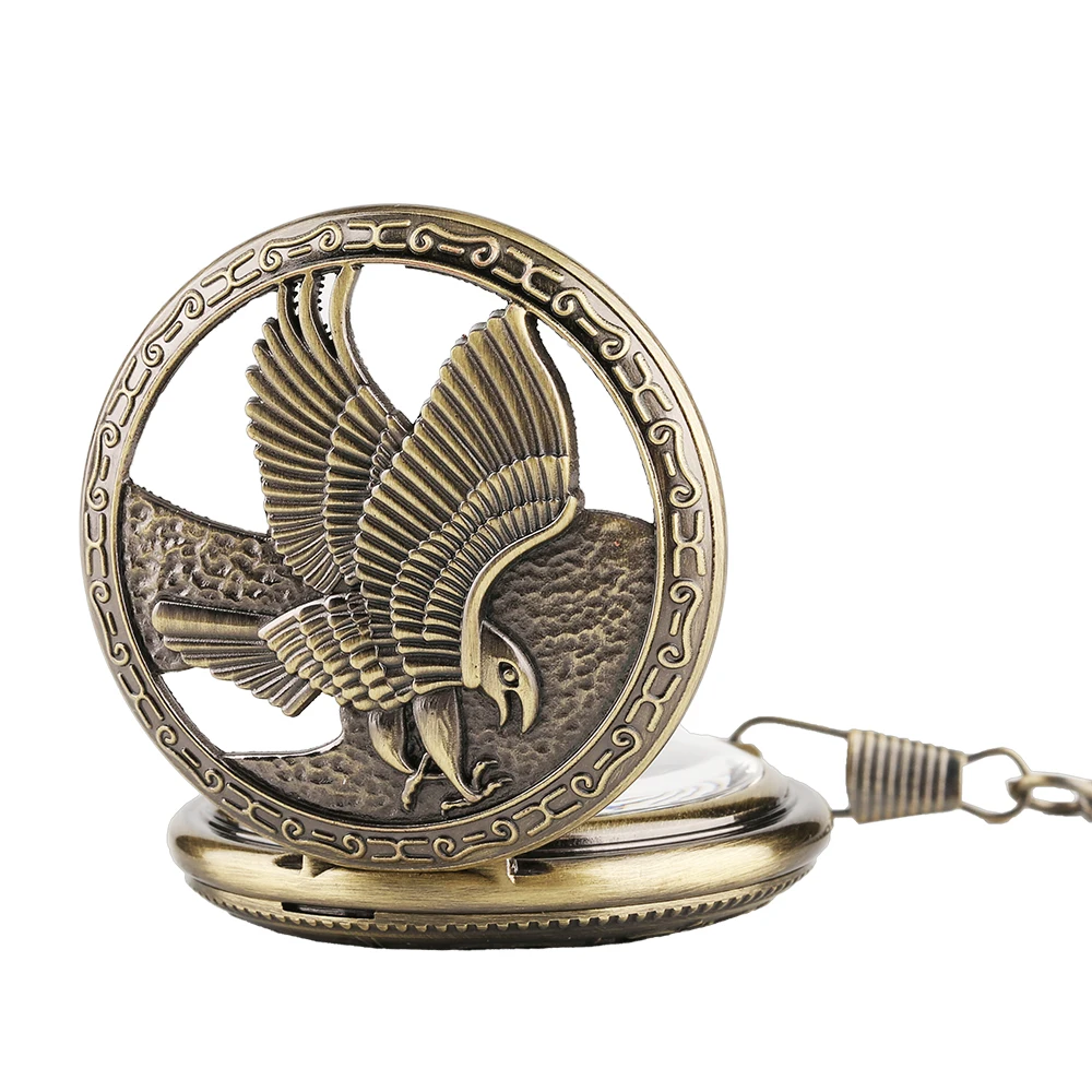 Unisex Special Hand Wind Mechanical Pocket Watch Exqusite Engrave Eagle Auto Analog Vintage Pocketwatch Best Gift for Father (5)