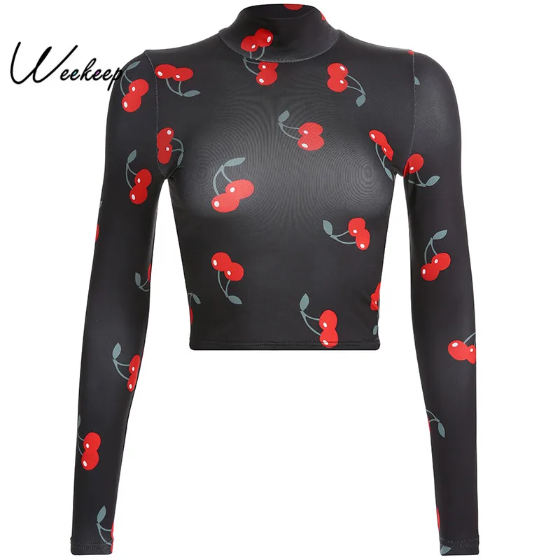 Weekeep Cropped Black Print Turtleneck t shirt Women Bodycon Long Sleeve tshirt 2019 Spring Autumn tee shirt femme Crop Top
Weekeep Cropped Black Print Turtleneck t shirt Women Bodycon Long Sleeve tshirt 2019 Spring Autumn tee shirt femme Crop Top