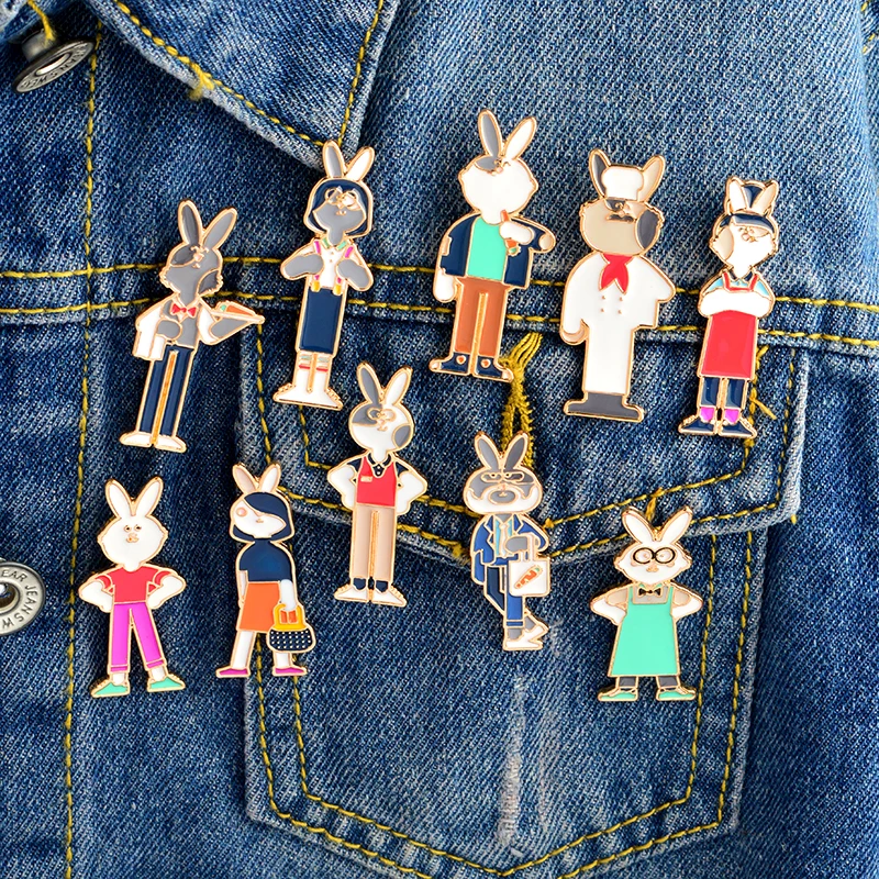 Miss Zoe Cute rabbit wearing clothes job chef waiter Brooch Denim Jacket Pin Buckle Shirt Badge Cartoon Jewelry Gift for Girls
Miss Zoe Cute rabbit wearing clothes job chef waiter Brooch Denim Jacket Pin Buckle Shirt Badge Cartoon Jewelry Gift for Girls