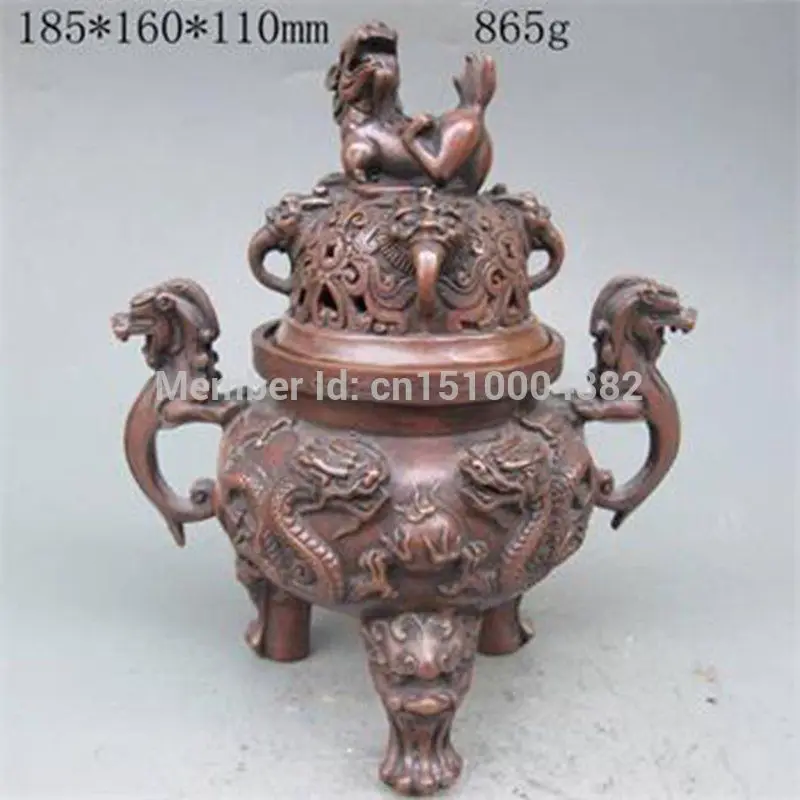 shitou 0049 Chinese Bronze Dragon & Foo Dog Incense Burner & Lid w Ming Dynasty XuanDe Mark
shitou 0049 Chinese Bronze Dragon & Foo Dog Incense Burner & Lid w Ming Dynasty XuanDe Mark