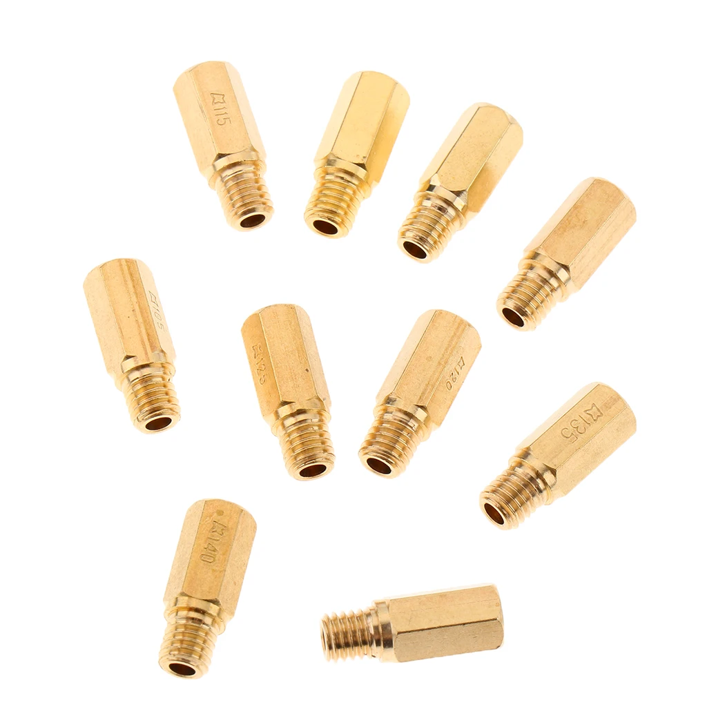 10pcs Copper Carburetor Repair kit Main jets 100 105 108 110 115 120 125 130 135 140 for PWK KOSO KEIHIN OKO Golden