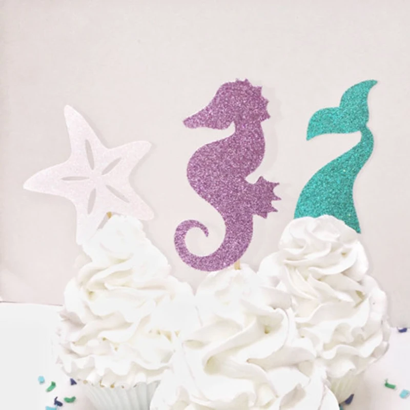 12pcs Mermaid Tail/Hippocampus/Starfish Cupcake Topper Under The Sea Wedding Party Bridal Shower Birthday Cake Decoration
12pcs Mermaid Tail/Hippocampus/Starfish Cupcake Topper Under The Sea Wedding Party Bridal Shower Birthday Cake Decoration
