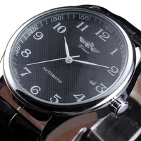 Winner Luxury Men Classic Date automatic Mechanical Watch Self-Winding Skeleton Black Leather/Stainless Steel Strap Wrist Watch image