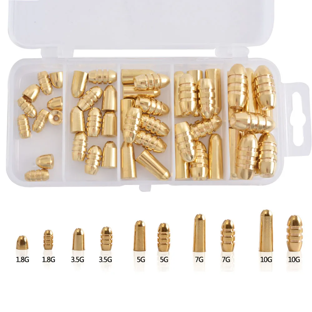 50pcs/set Assorted Copper Bullet Sinker Kit Texas Rigs Carolina Rig Accessories Lead Weights Fishing Tools conjunto De Pesca
50pcs/set Assorted Copper Bullet Sinker Kit Texas Rigs Carolina Rig Accessories Lead Weights Fishing Tools conjunto De Pesca