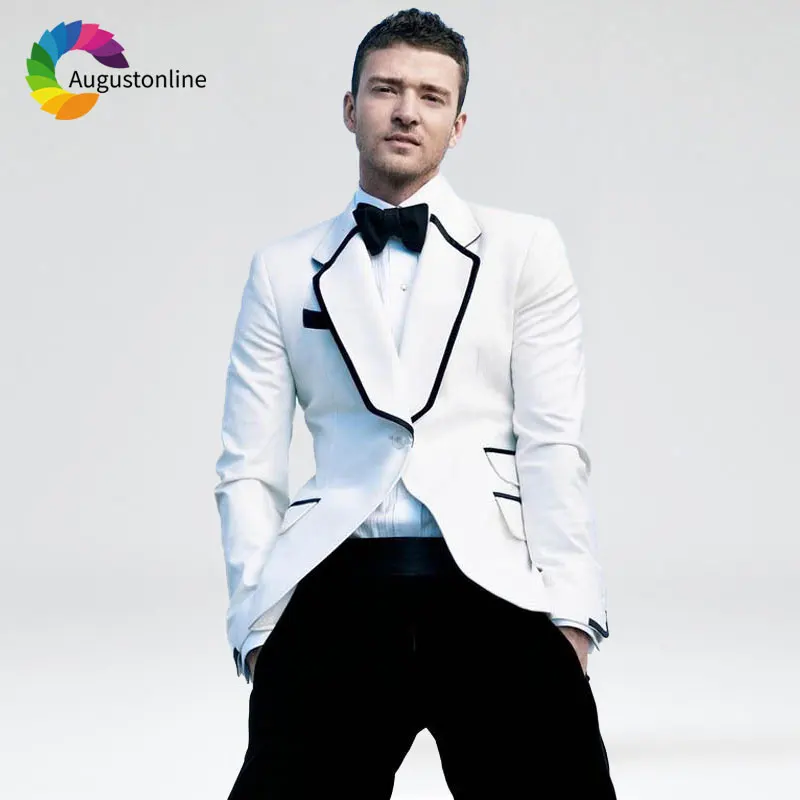 Custom Made White Men Suit Slim Fit Groom Tuxedo Black Pants 2Piece Beach Wedding Suits Best Man Blazer Jacket Terno Masculino
Custom Made White Men Suit Slim Fit Groom Tuxedo Black Pants 2Piece Beach Wedding Suits Best Man Blazer Jacket Terno Masculino
