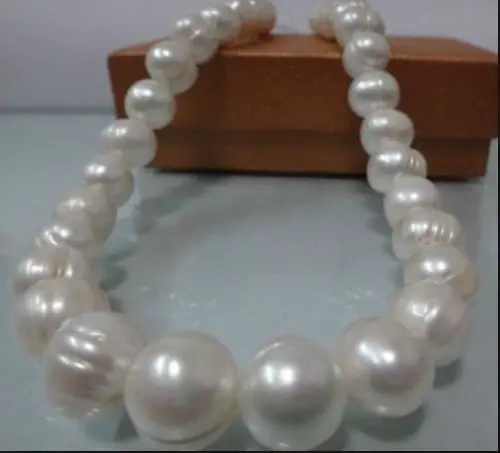 RARE AAA+ 12-13MM SOUTH SEA GENUINE WHITE BAROQUE PEARL NECKLACE 18"