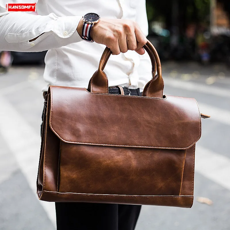Genuine Leather Men's Handbag crazy horse leather men briefcase shoulder bag vintage crossbody bags 14" laptop briefcases 2019
Genuine Leather Men's Handbag crazy horse leather men briefcase shoulder bag vintage crossbody bags 14" laptop briefcases 2019