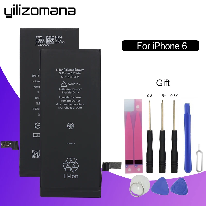 YILIZOMANA Original Mobile Phone Battery For Apple iPhone 6 6G High Capacity 1810mAh Replacement Li-ion battery with Free Tools
YILIZOMANA Original Mobile Phone Battery For Apple iPhone 6 6G High Capacity 1810mAh Replacement Li-ion battery with Free Tools