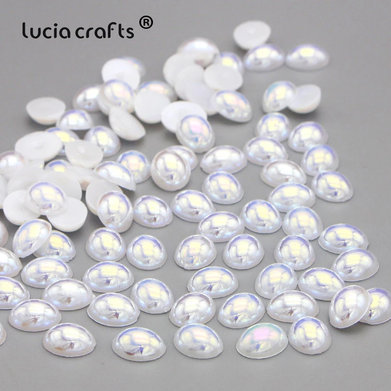 Продажа Lucia Crafts 100 шт./лот 8*10 мм имитация жемчуга ABS бусины с плоской задней