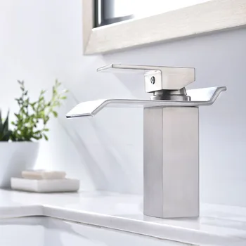 Commercial Lavatory Single Handle Vanity Waterfall Bathroom Sink Faucet Brushed Nickel Tap
Commercial Lavatory Single Handle Vanity Waterfall Bathroom Sink Faucet Brushed Nickel Tap