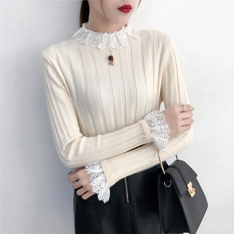 2018 Winter Long Sleeve Lace Deco Sweaters Women Slim Body Knitted Pullovers Female Long Sleeve Lace Deco Knitted Sweaters Tops
2018 Winter Long Sleeve Lace Deco Sweaters Women Slim Body Knitted Pullovers Female Long Sleeve Lace Deco Knitted Sweaters Tops