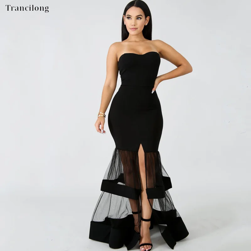 Trancilong Sexy Mesh Perspective Tube Top Dress 2019 Women's Open Back Party Slim Big Mermaid Clubwear Party Dress
Trancilong Sexy Mesh Perspective Tube Top Dress 2019 Women's Open Back Party Slim Big Mermaid Clubwear Party Dress