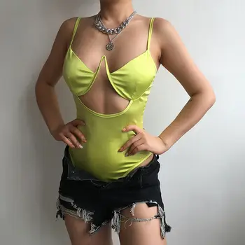 Summer Minimalist Women Sleeveless V-Cut Hollow Bra Shaped Bodysuit Female Sexy Slim Stretchy Silk Feel Bodycon Bodysuits
Summer Minimalist Women Sleeveless V-Cut Hollow Bra Shaped Bodysuit Female Sexy Slim Stretchy Silk Feel Bodycon Bodysuits