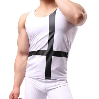Mens PU Leather Vest Cross Stripe Tops & Tees Sport Style Tank Sexy Mens Tank Tops Black White Tank Top Lingerie Club Wear
Mens PU Leather Vest Cross Stripe Tops & Tees Sport Style Tank Sexy Mens Tank Tops Black White Tank Top Lingerie Club Wear
